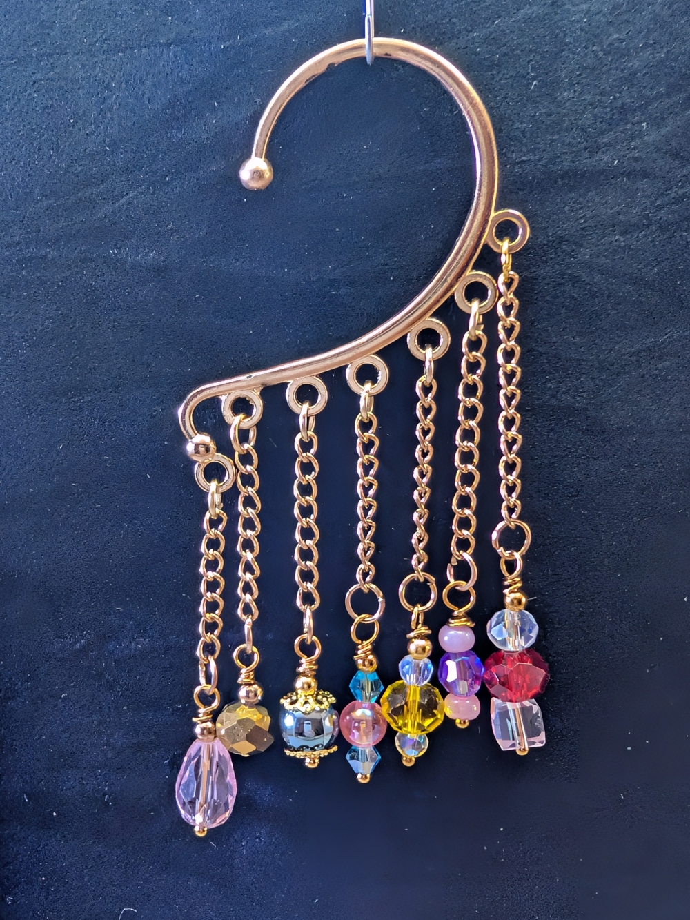 Gold-Tone Multicolor Beaded Ear Cuff